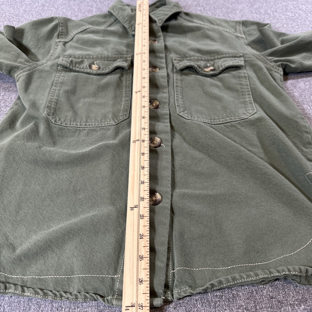 MNG Mango Denim Utility Overshirt Jacket Womens L US 8 Green 100% Cotton - Picture 4 of 6